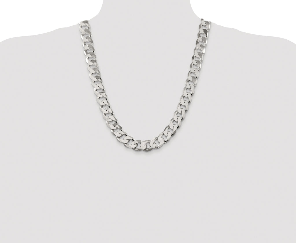 Sterling Silver Rhodium-plated 14.5mm Curb Chain