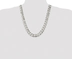 Sterling Silver Rhodium-plated 14.5mm Curb Chain