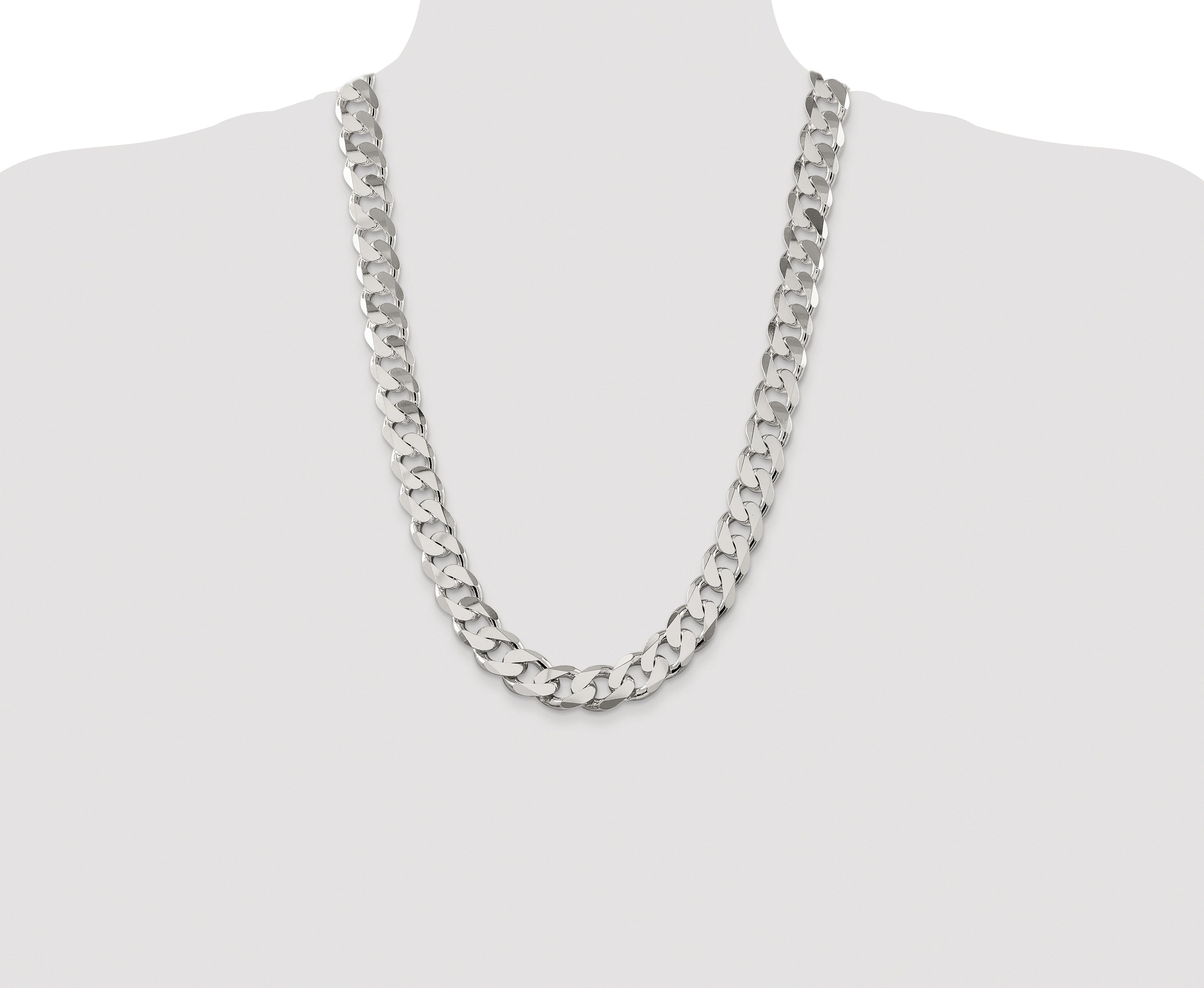 Sterling Silver Rhodium-plated 14.5mm Curb Chain