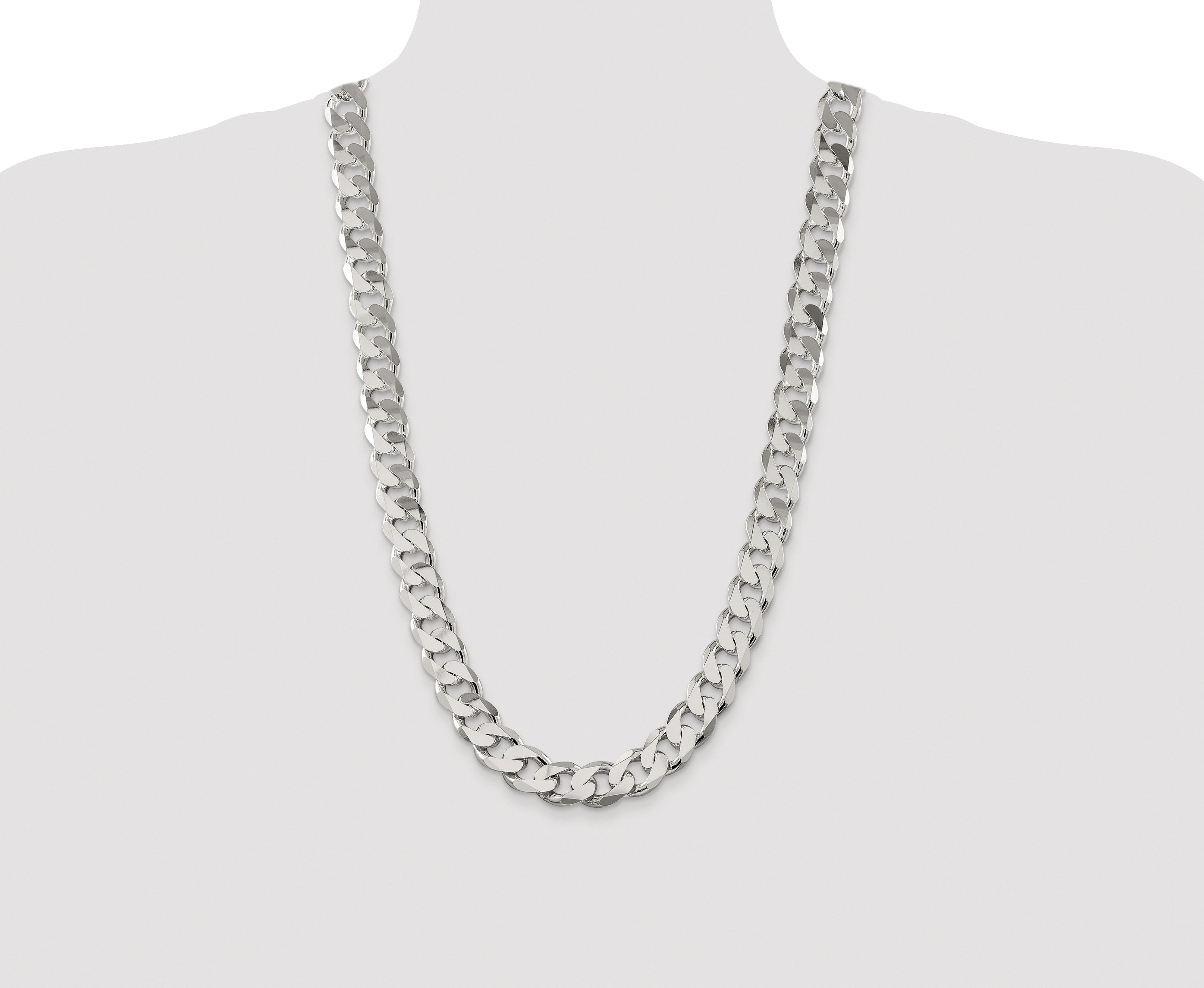 Sterling Silver Rhodium-plated 14.5mm Curb Chain