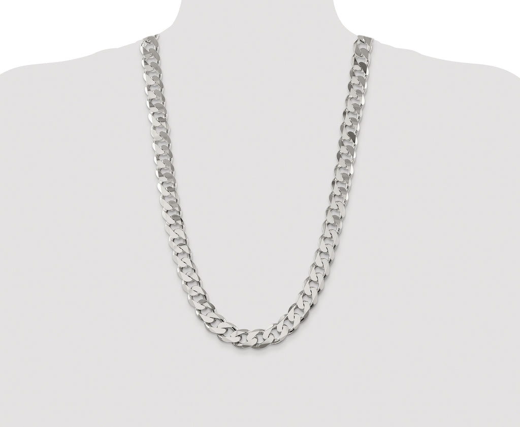 Sterling Silver Rhodium-plated 14.5mm Curb Chain