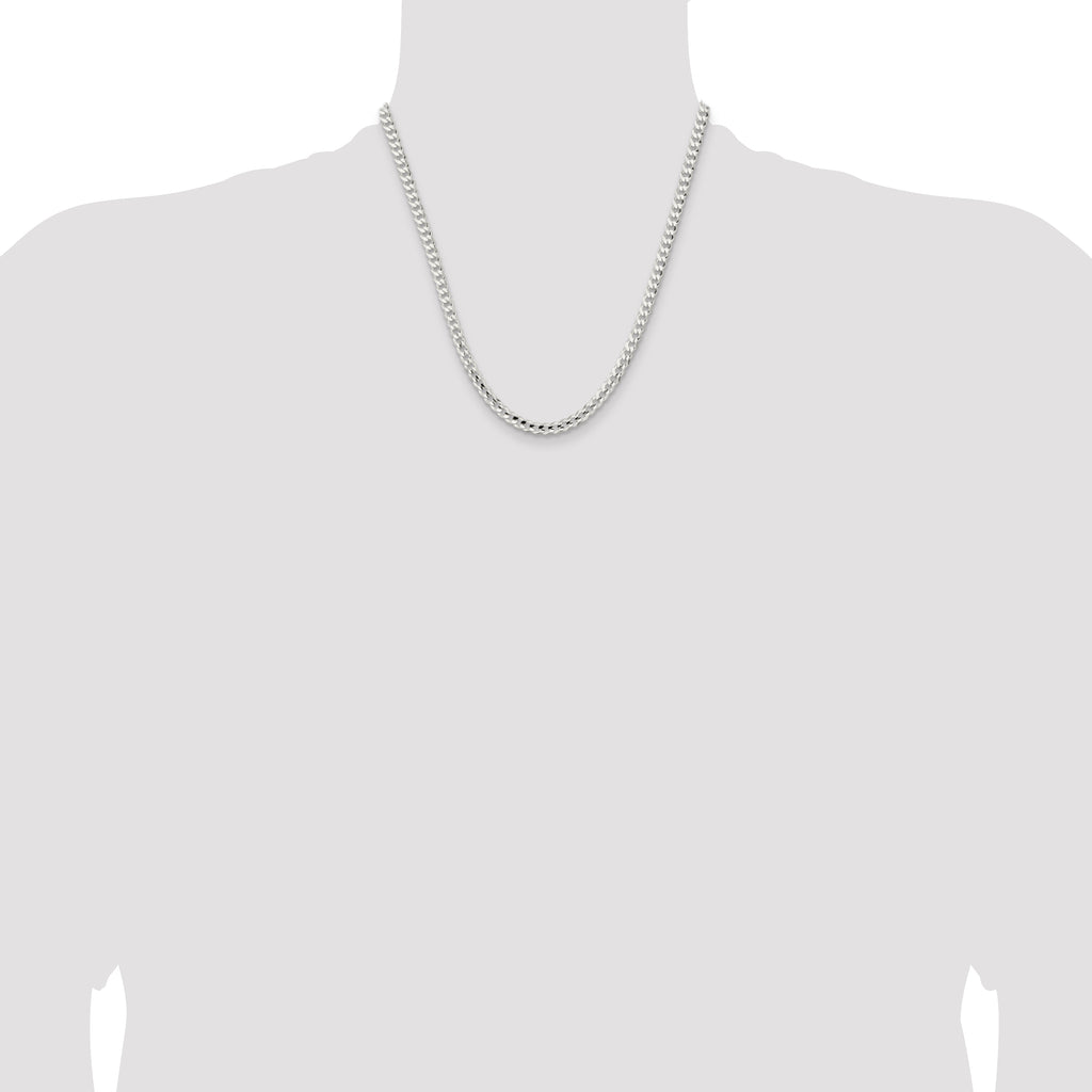Sterling Silver 4.5mm Concave Beveled Curb Chain
