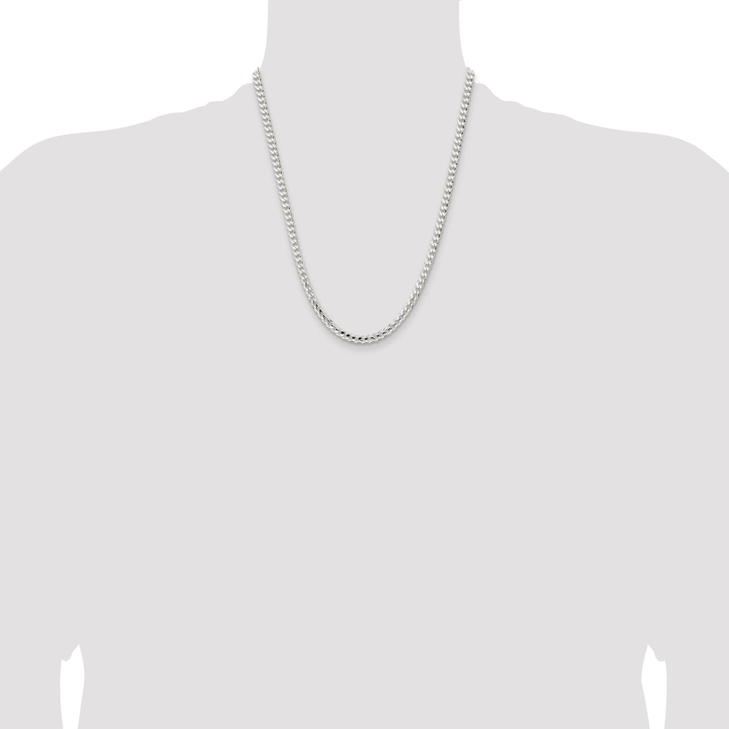 Sterling Silver 4.5mm Concave Beveled Curb Chain