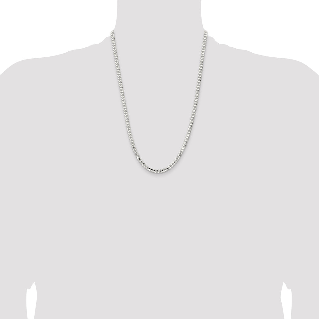Sterling Silver 4.5mm Concave Beveled Curb Chain