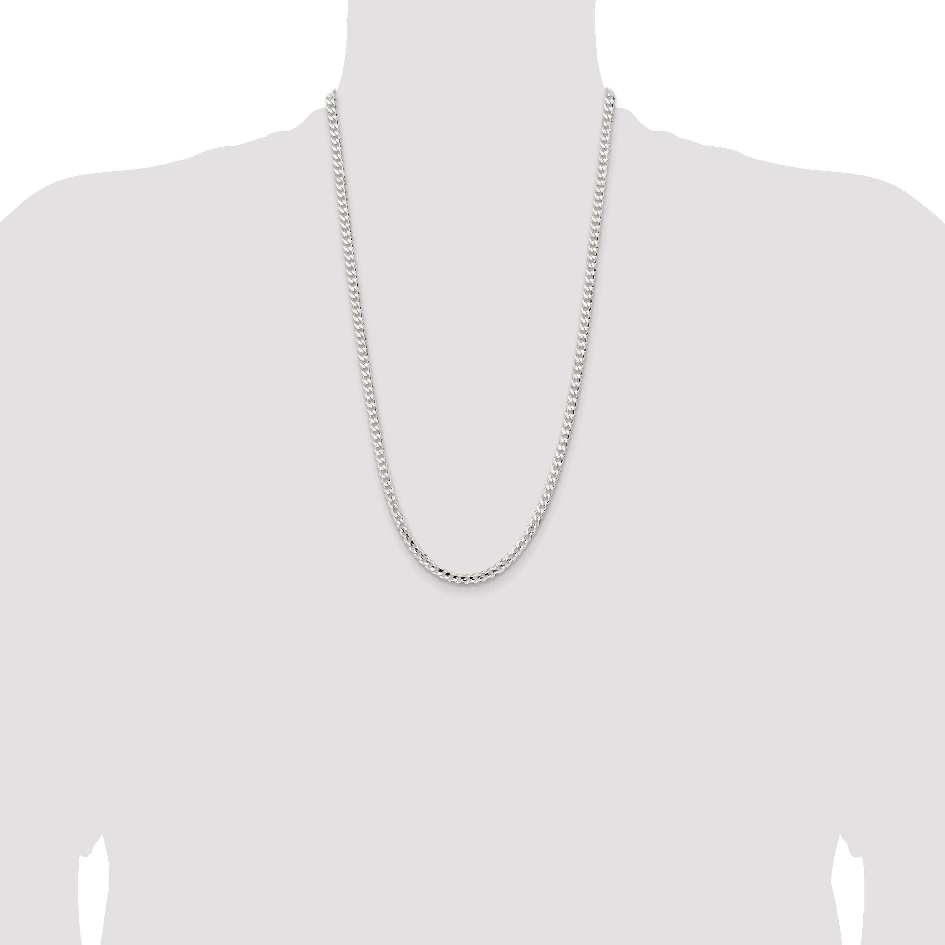 Sterling Silver 4.5mm Concave Beveled Curb Chain