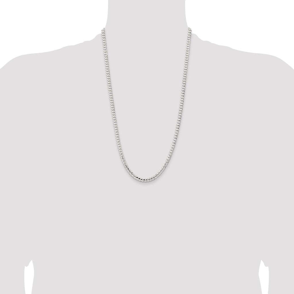 Sterling Silver 4.5mm Concave Beveled Curb Chain