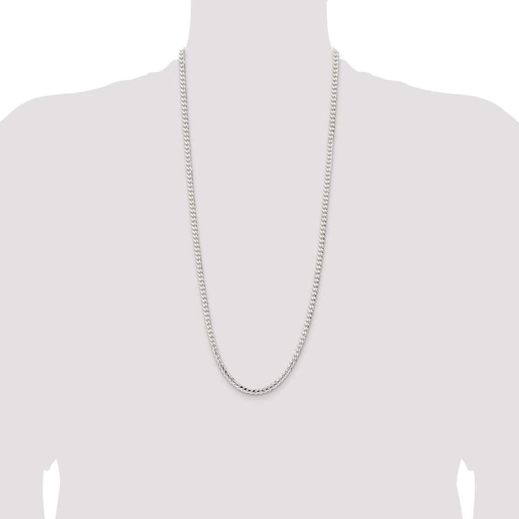 Sterling Silver 4.5mm Concave Beveled Curb Chain
