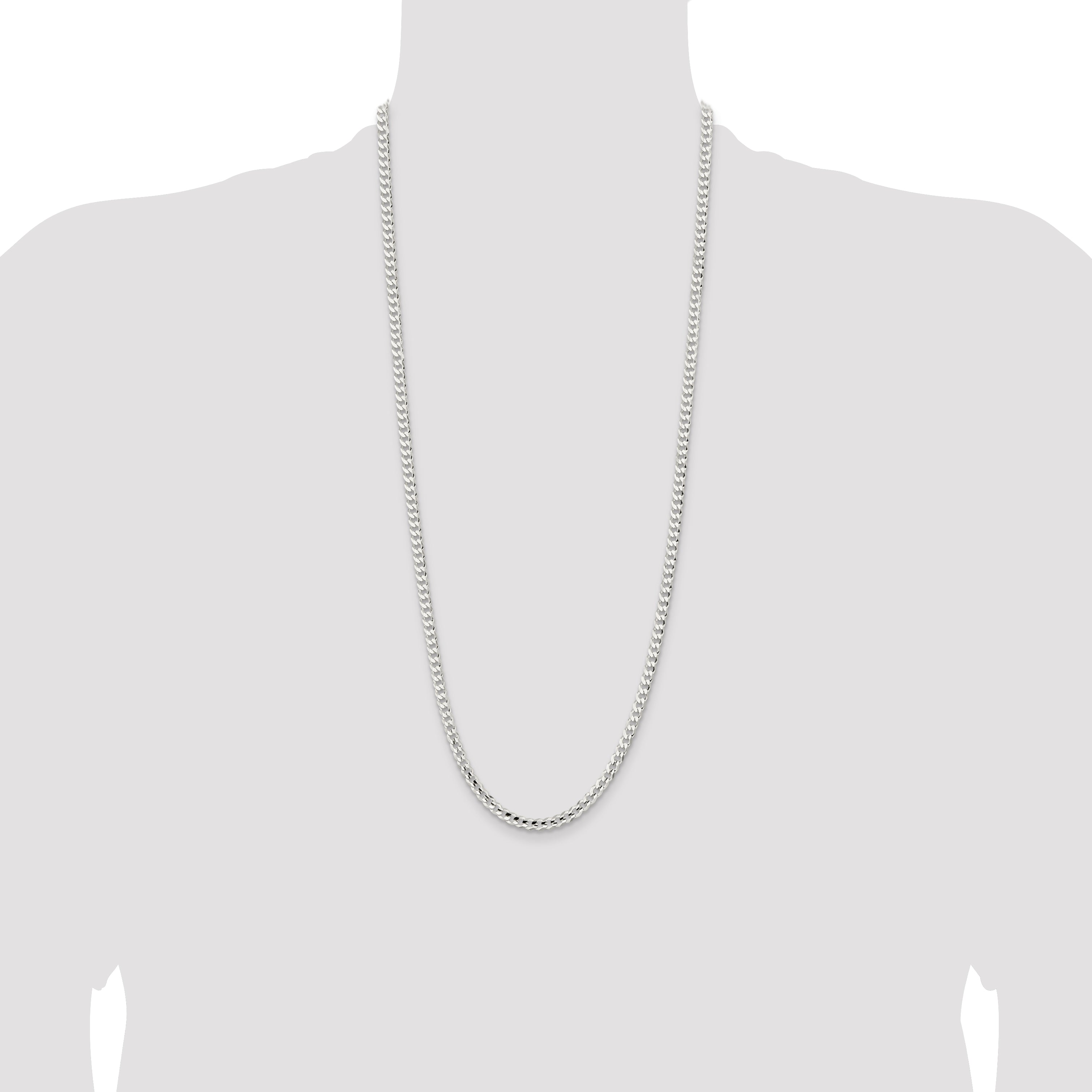 Sterling Silver 4.5mm Concave Beveled Curb Chain
