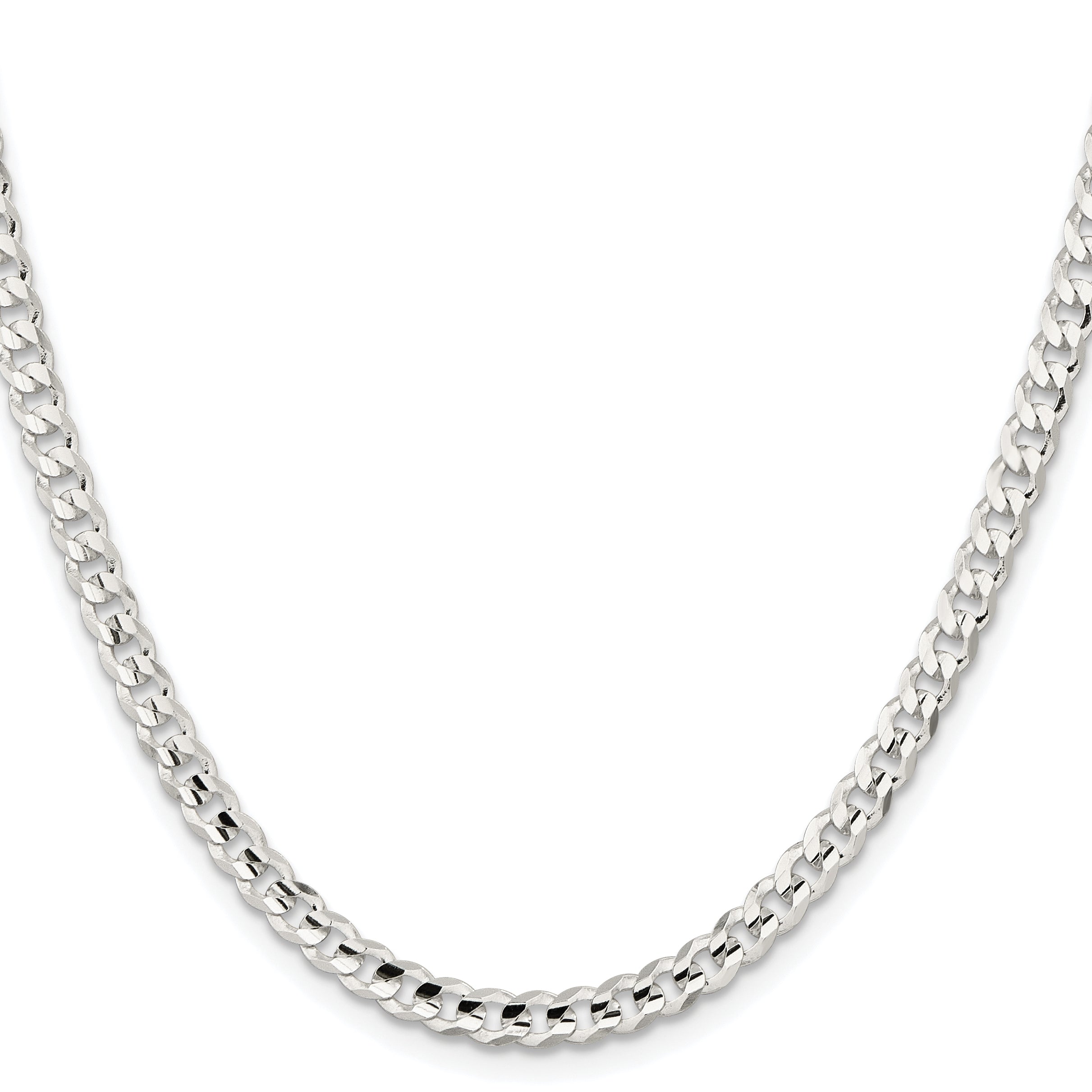 Sterling Silver Rhodium-plated 4.5mm Concave Beveled Curb Chain