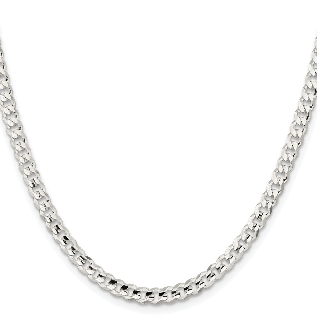 Sterling Silver Rhodium-plated 4.5mm Concave Beveled Curb Chain