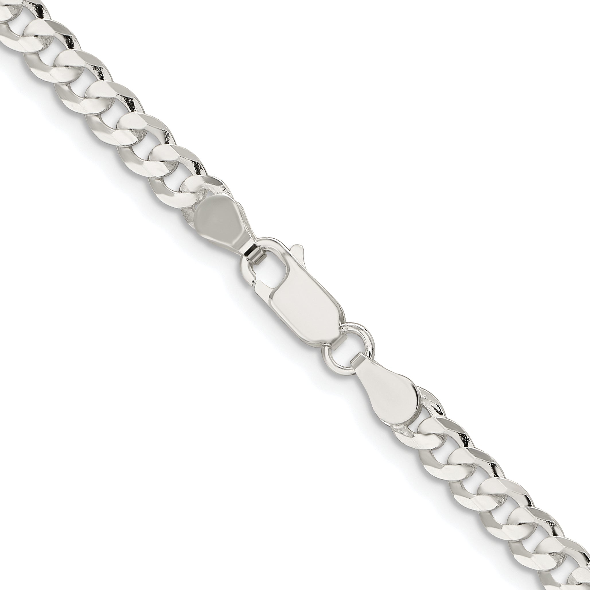 Sterling Silver Rhodium-plated 4.5mm Concave Beveled Curb Chain