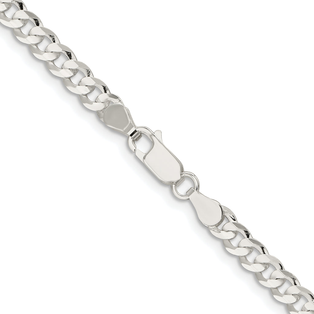 Sterling Silver Rhodium-plated 4.5mm Concave Beveled Curb Chain