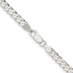 Sterling Silver Rhodium-plated 4.5mm Concave Beveled Curb Chain