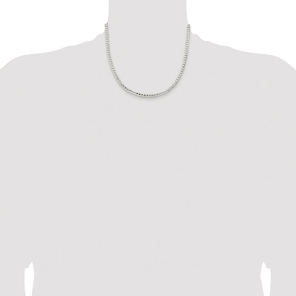 Sterling Silver Rhodium-plated 4.5mm Concave Beveled Curb Chain