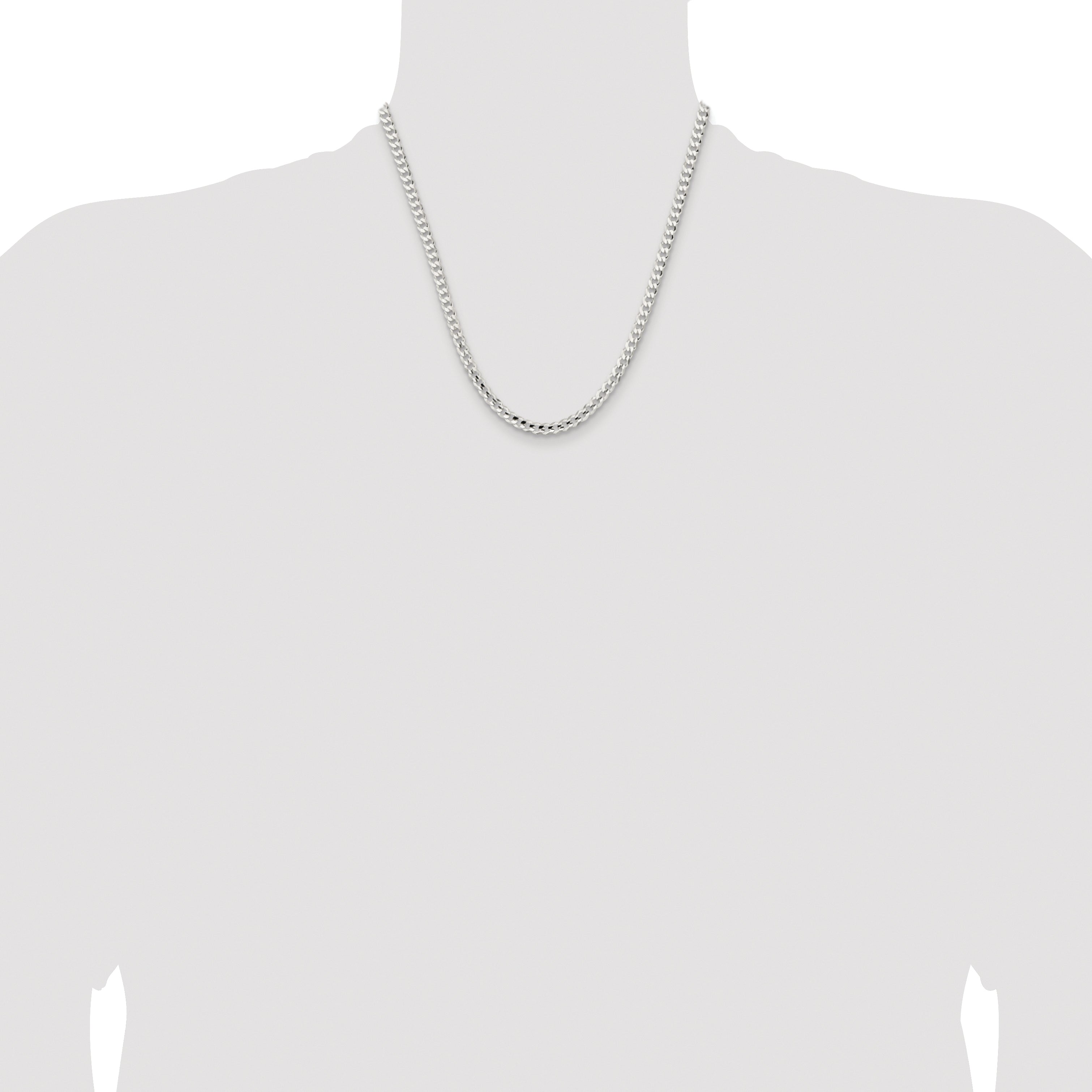 Sterling Silver Rhodium-plated 4.5mm Concave Beveled Curb Chain