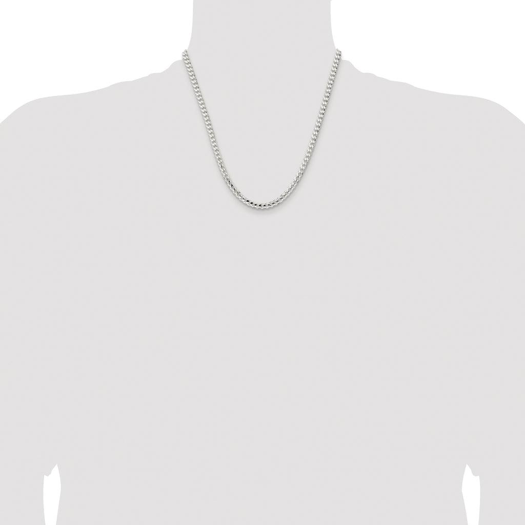 Sterling Silver Rhodium-plated 4.5mm Concave Beveled Curb Chain