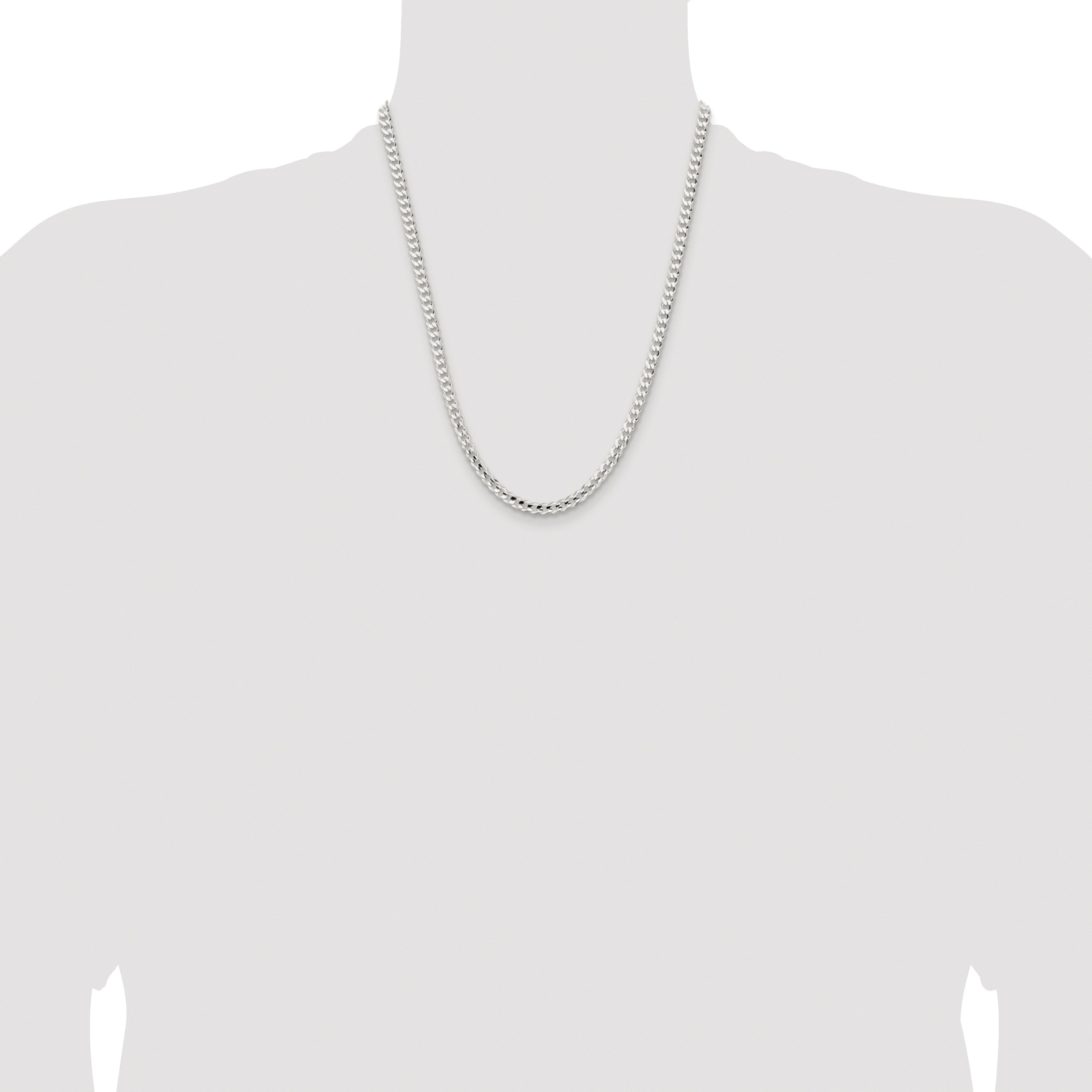 Sterling Silver Rhodium-plated 4.5mm Concave Beveled Curb Chain