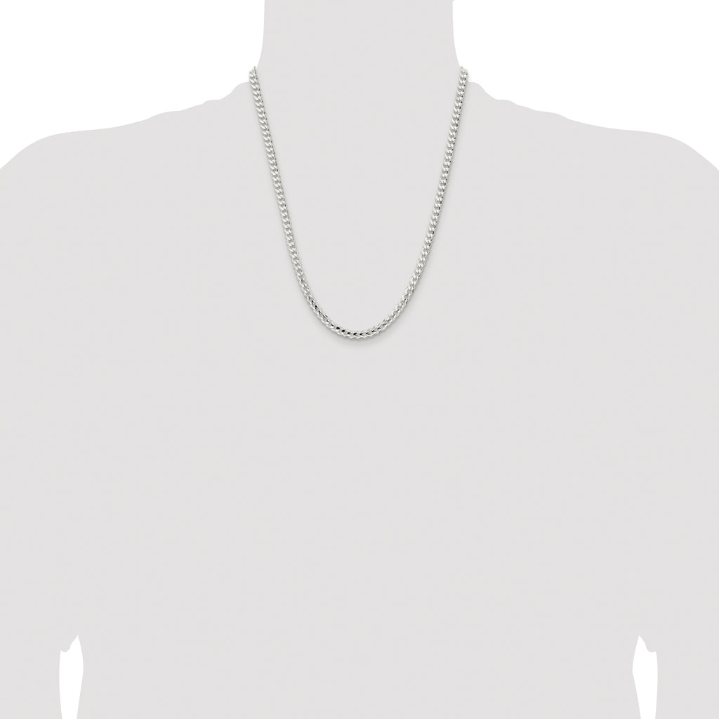 Sterling Silver Rhodium-plated 4.5mm Concave Beveled Curb Chain