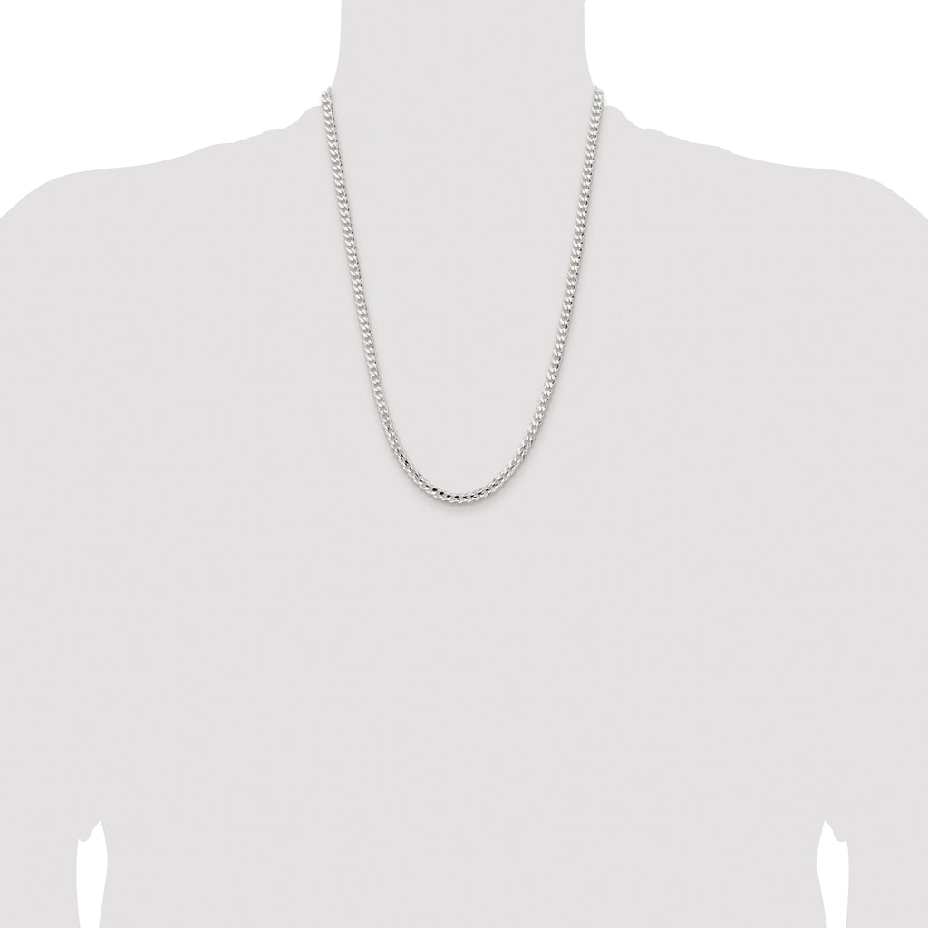 Sterling Silver Rhodium-plated 4.5mm Concave Beveled Curb Chain