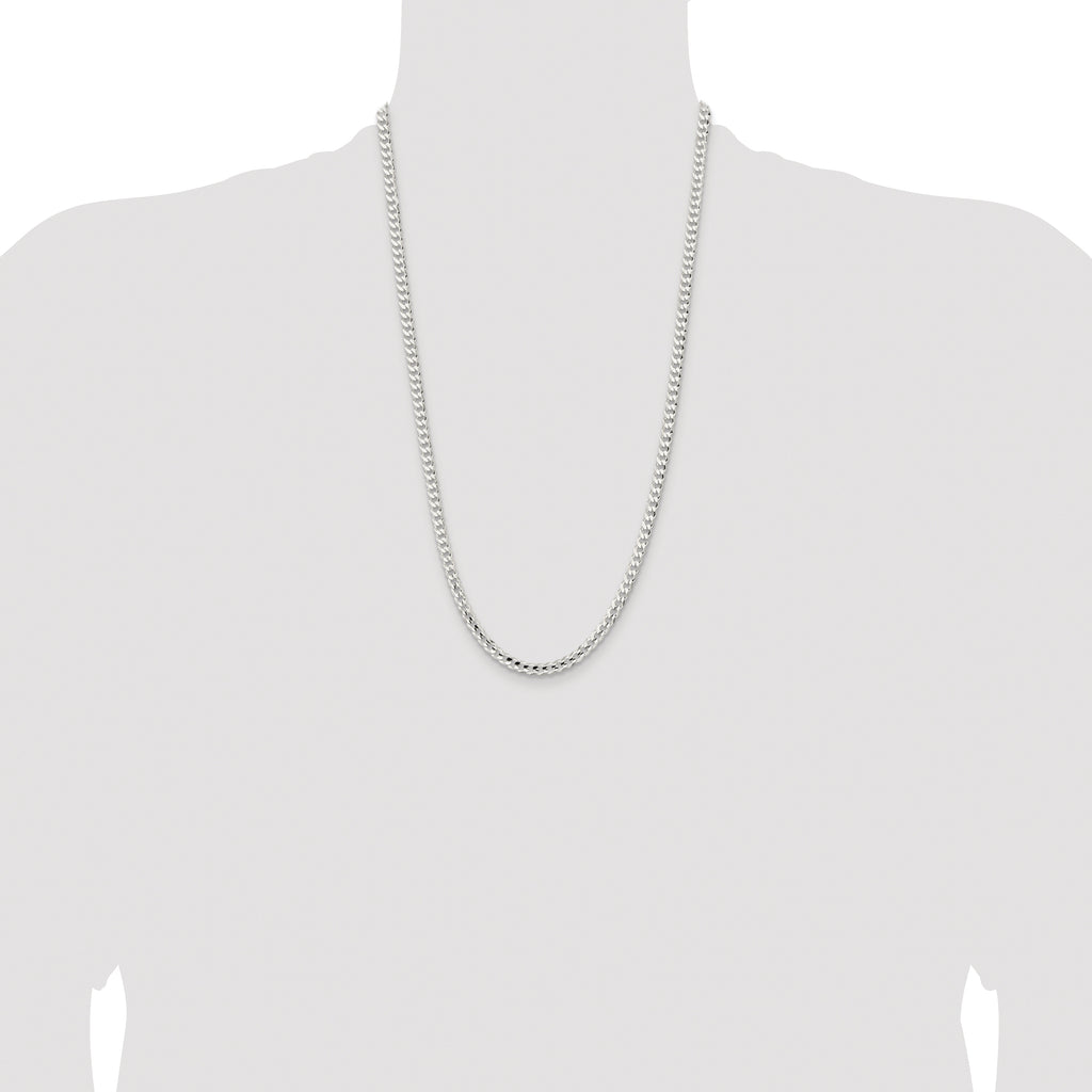 Sterling Silver Rhodium-plated 4.5mm Concave Beveled Curb Chain
