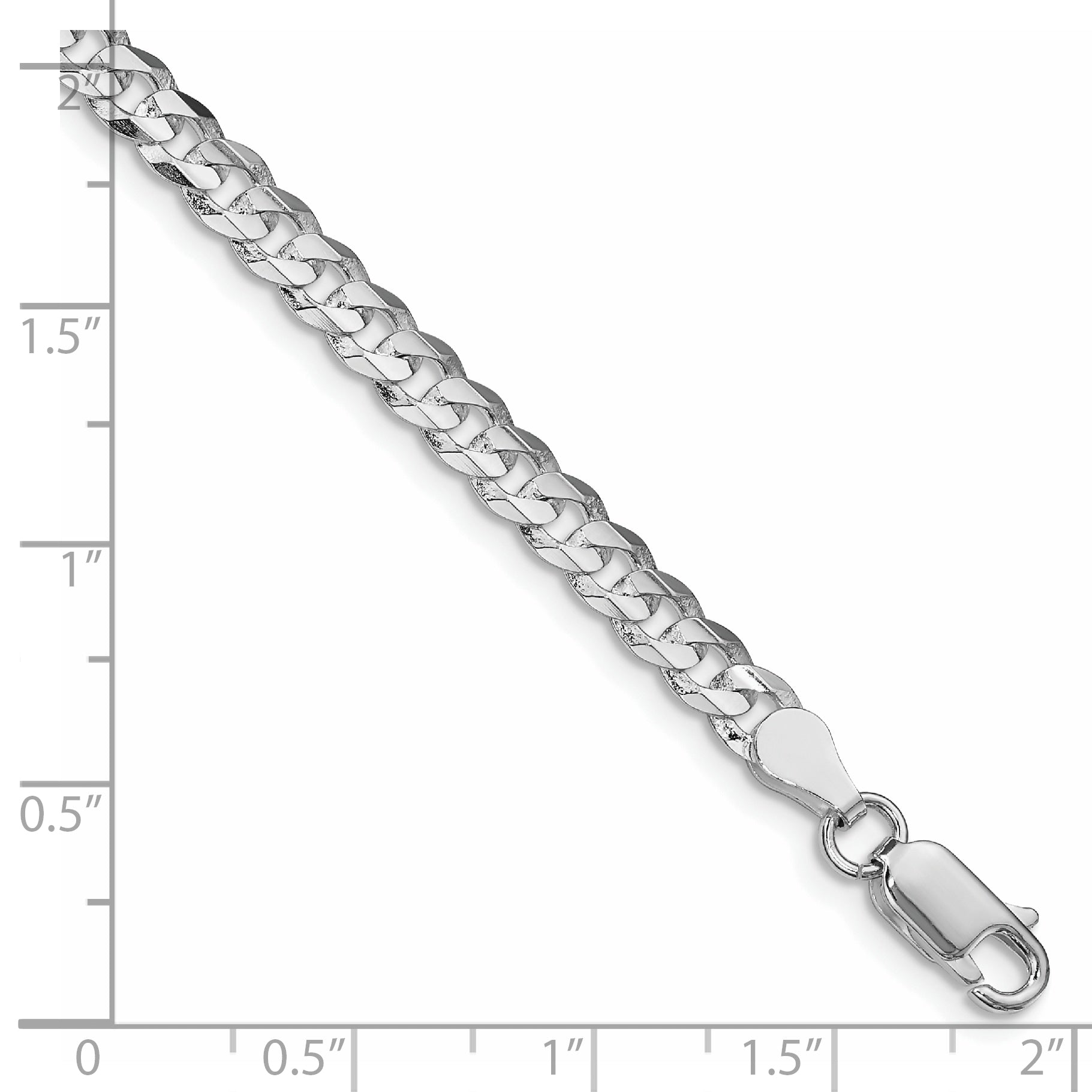 Sterling Silver Rhodium-plated 4.5mm Concave Beveled Curb Chain