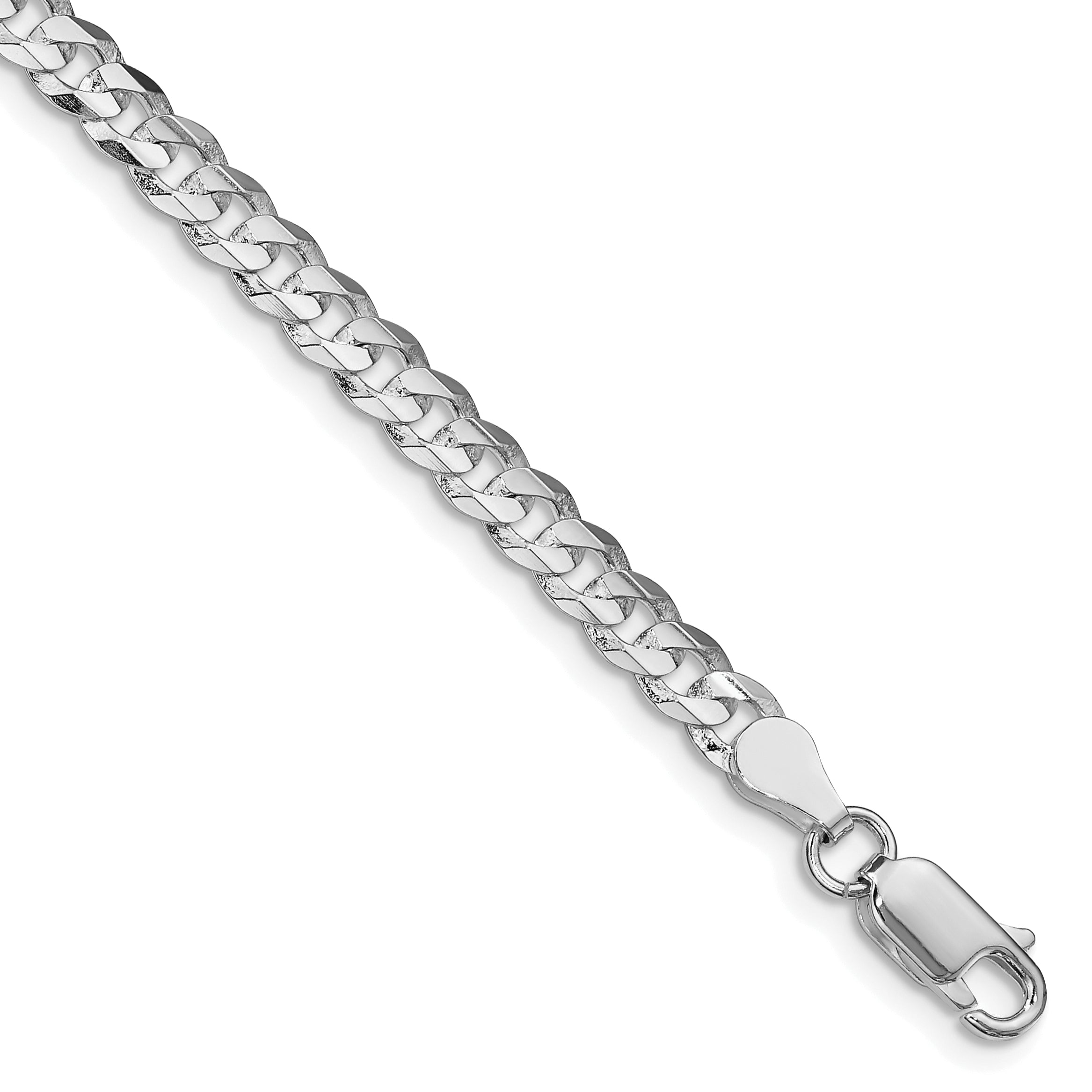 Sterling Silver Rhodium-plated 4.5mm Concave Beveled Curb Chain Main image