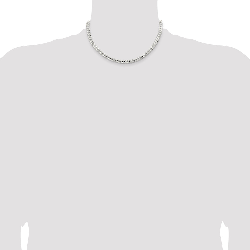 Sterling Silver 5.65mm Concave Beveled Curb Chain