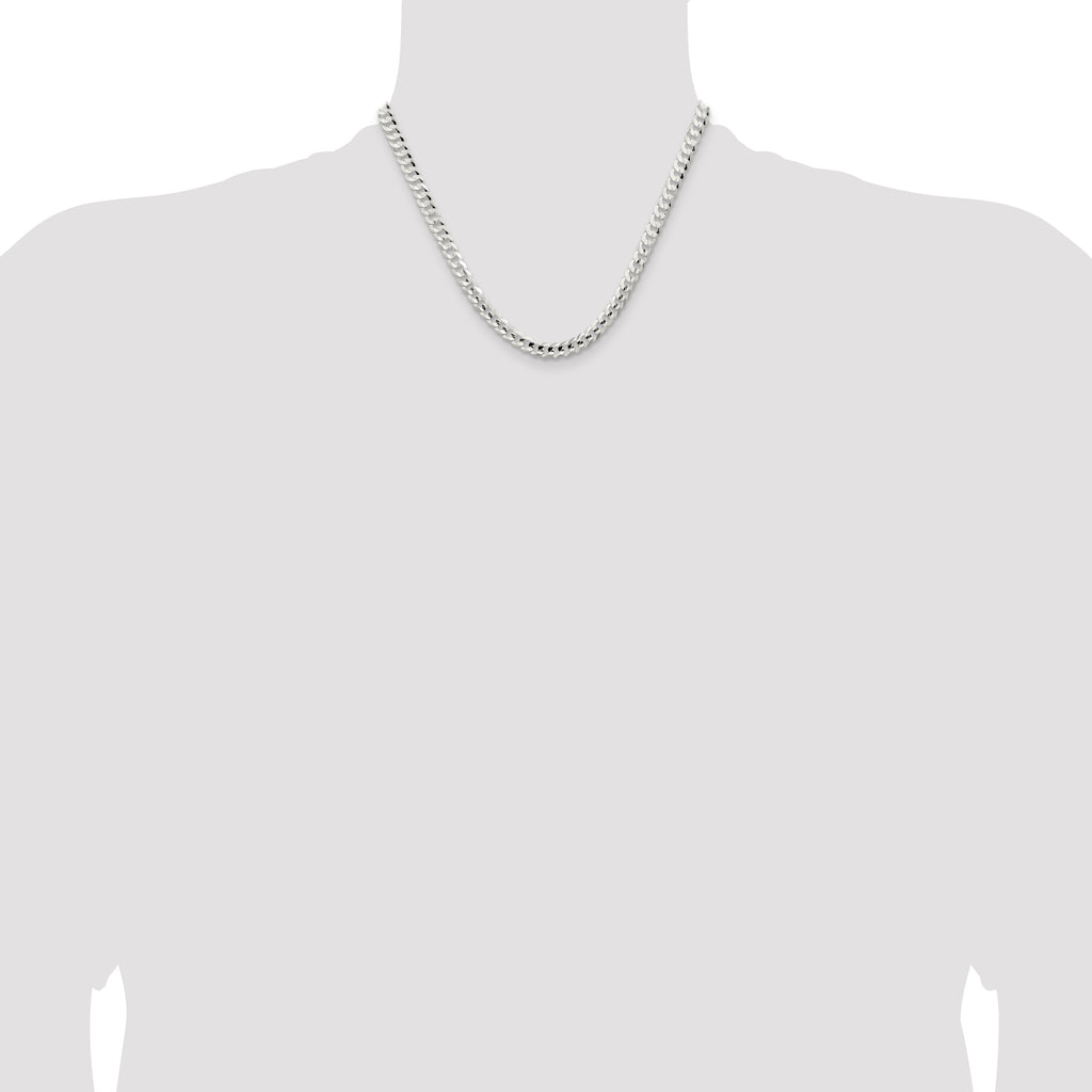 Sterling Silver 5.65mm Concave Beveled Curb Chain