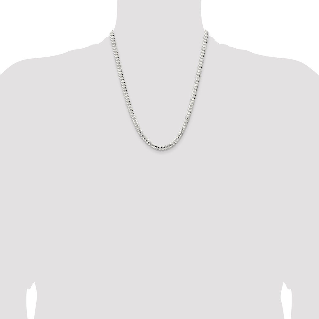 Sterling Silver 5.65mm Concave Beveled Curb Chain