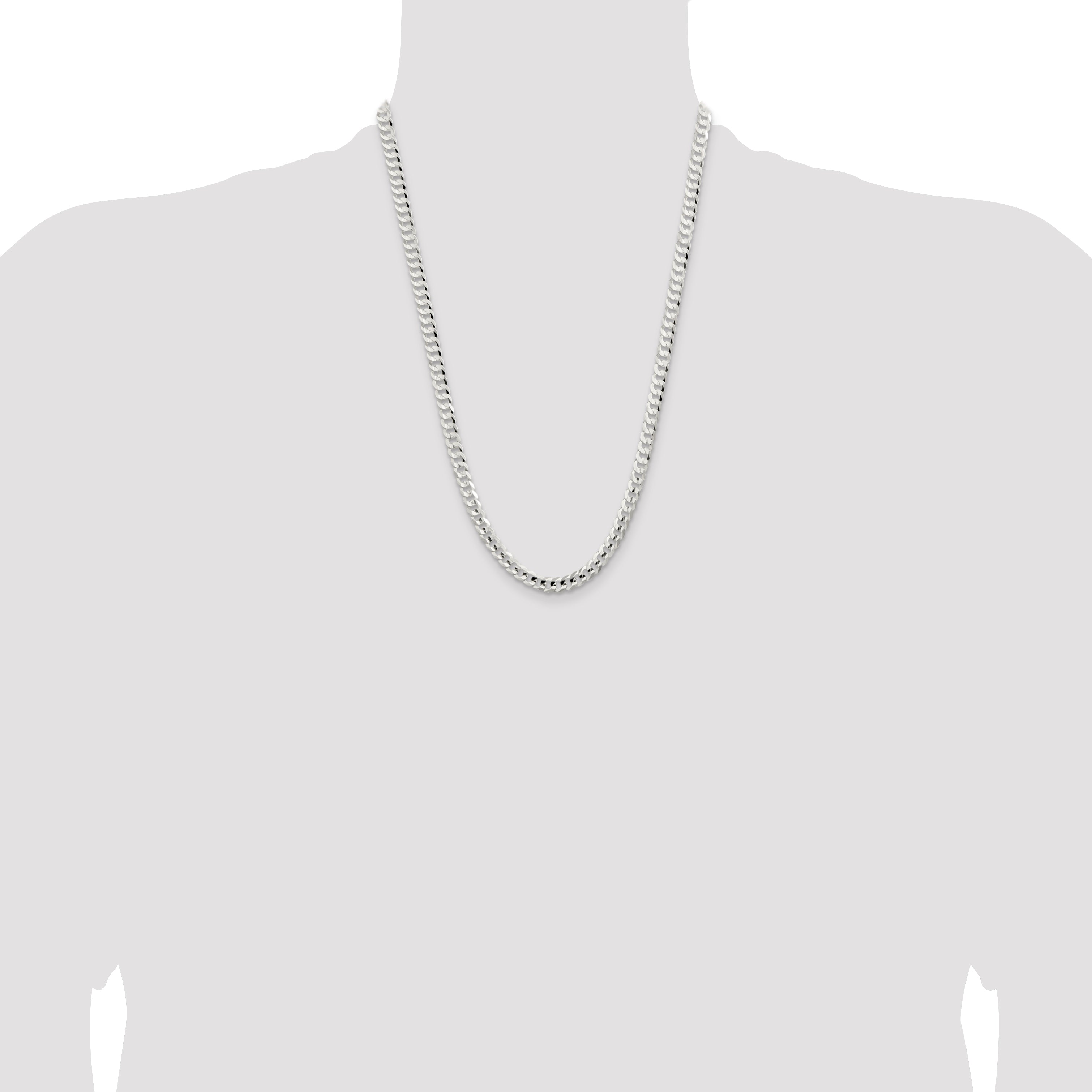 Sterling Silver 5.65mm Concave Beveled Curb Chain
