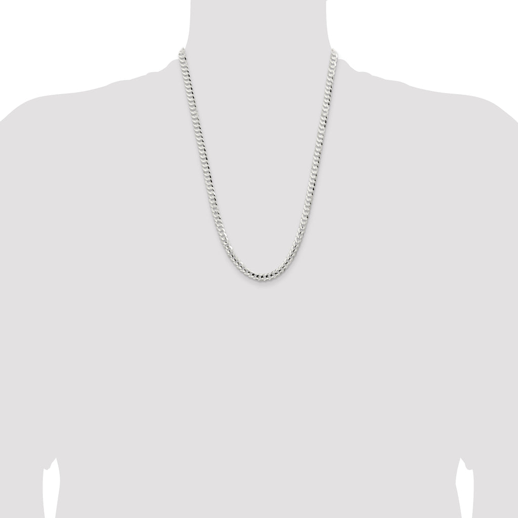 Sterling Silver 5.65mm Concave Beveled Curb Chain