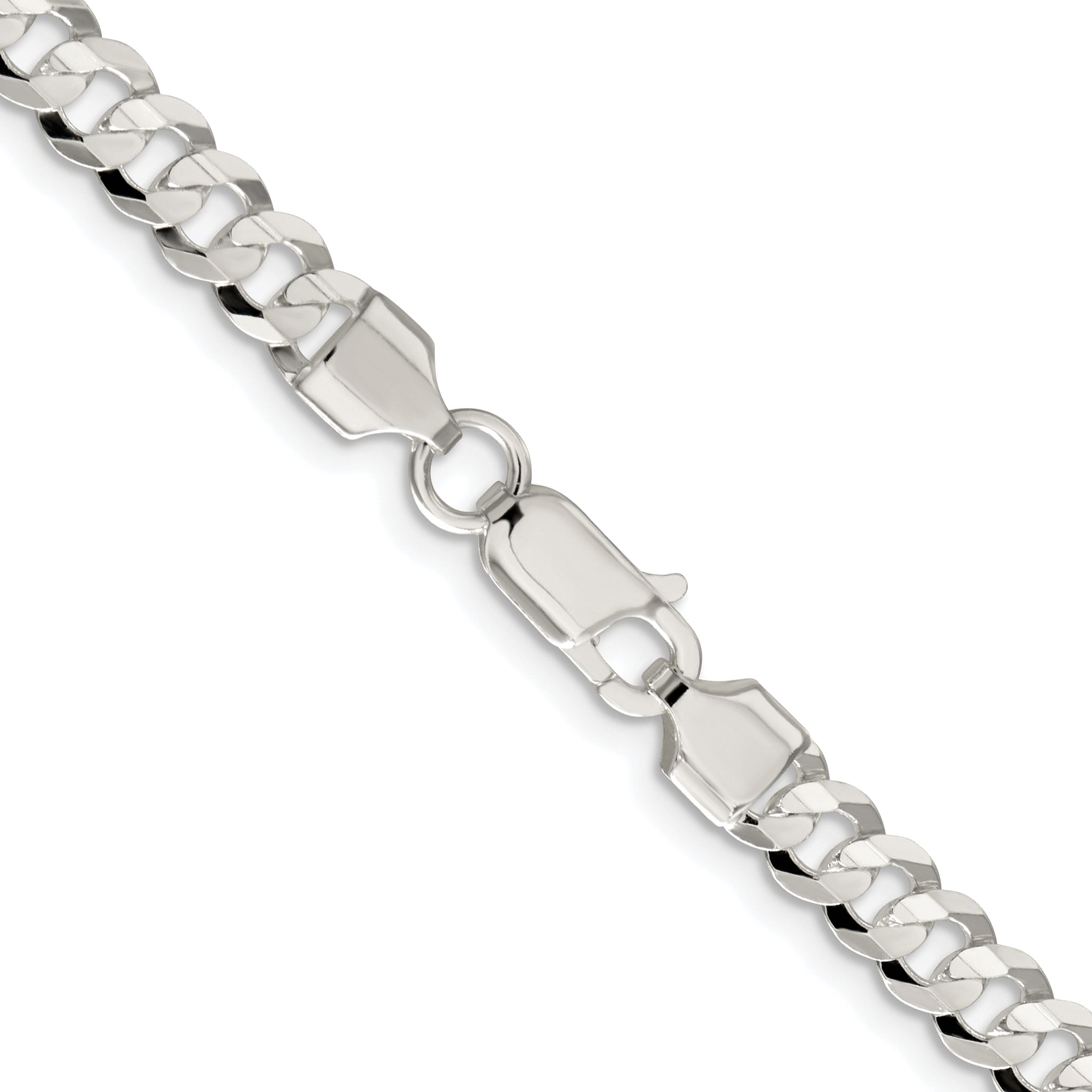 Sterling Silver Rhodium-plated 5.65mm Concave Beveled Curb Chain