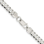Sterling Silver Rhodium-plated 5.65mm Concave Beveled Curb Chain