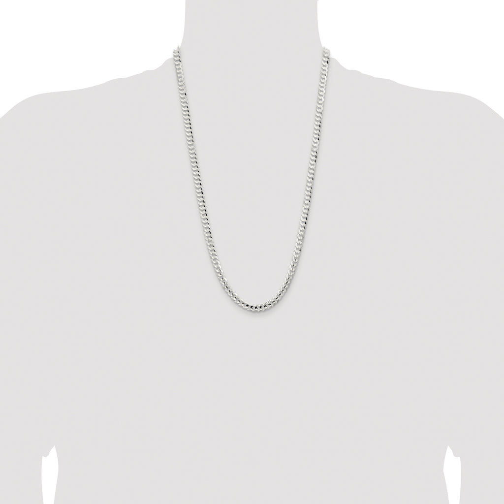 Sterling Silver Rhodium-plated 5.65mm Concave Beveled Curb Chain