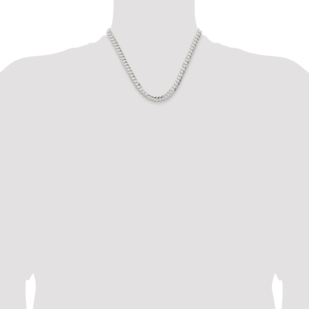 Sterling Silver 6.75mm Concave Beveled Curb Chain