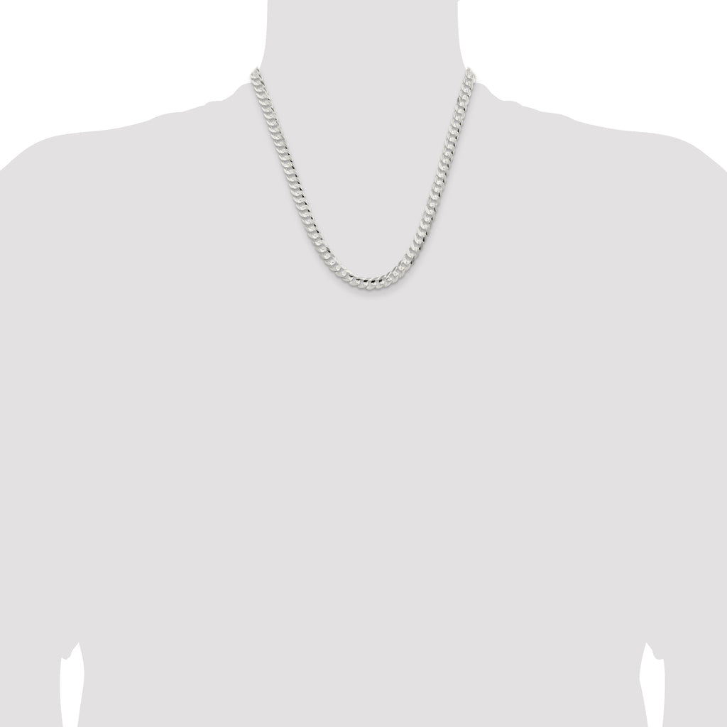 Sterling Silver 6.75mm Concave Beveled Curb Chain