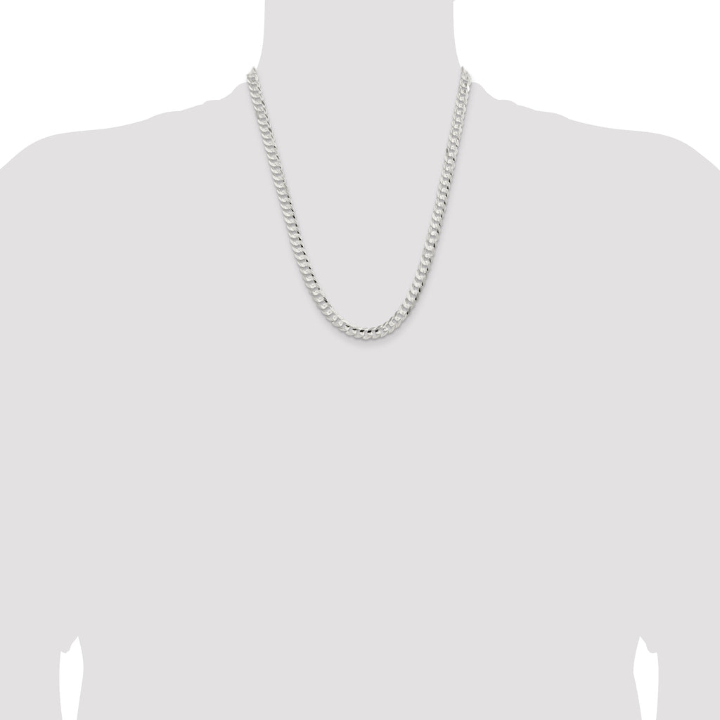Sterling Silver 6.75mm Concave Beveled Curb Chain