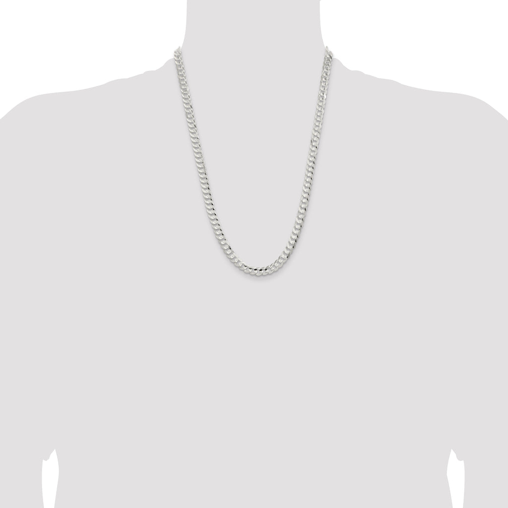 Sterling Silver 6.75mm Concave Beveled Curb Chain