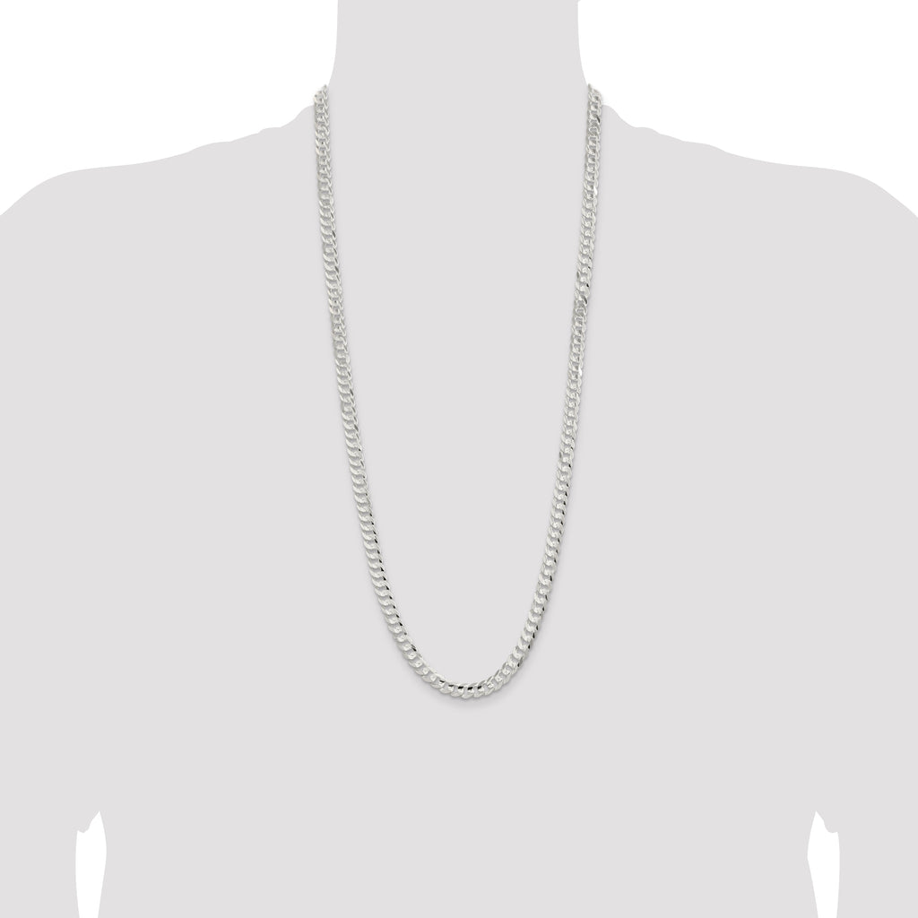 Sterling Silver 6.75mm Concave Beveled Curb Chain