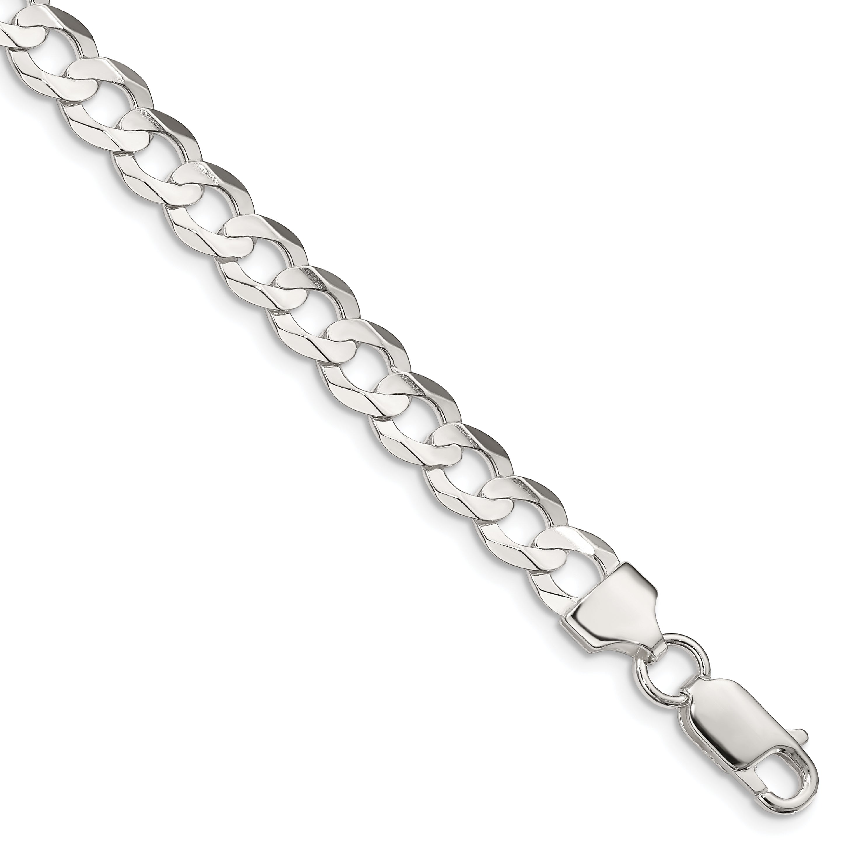 Sterling Silver 6.75mm Concave Beveled Curb Chain Main image