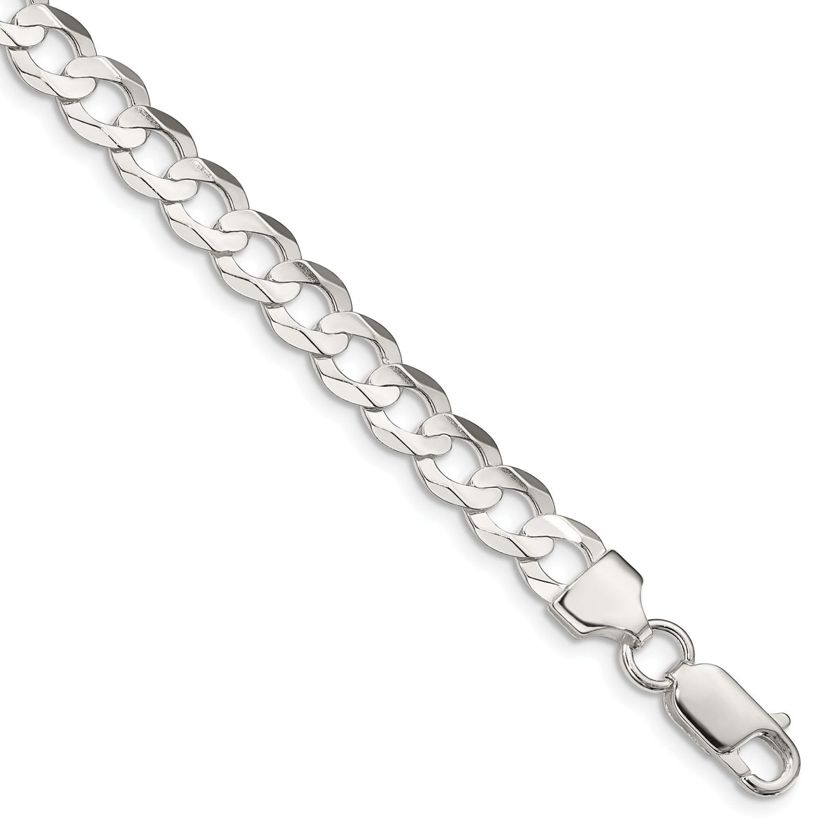 Concave Beveled Curb Chain Bracelet in Sterling Silver, 6.75mm - Sophia Jewelers Main image