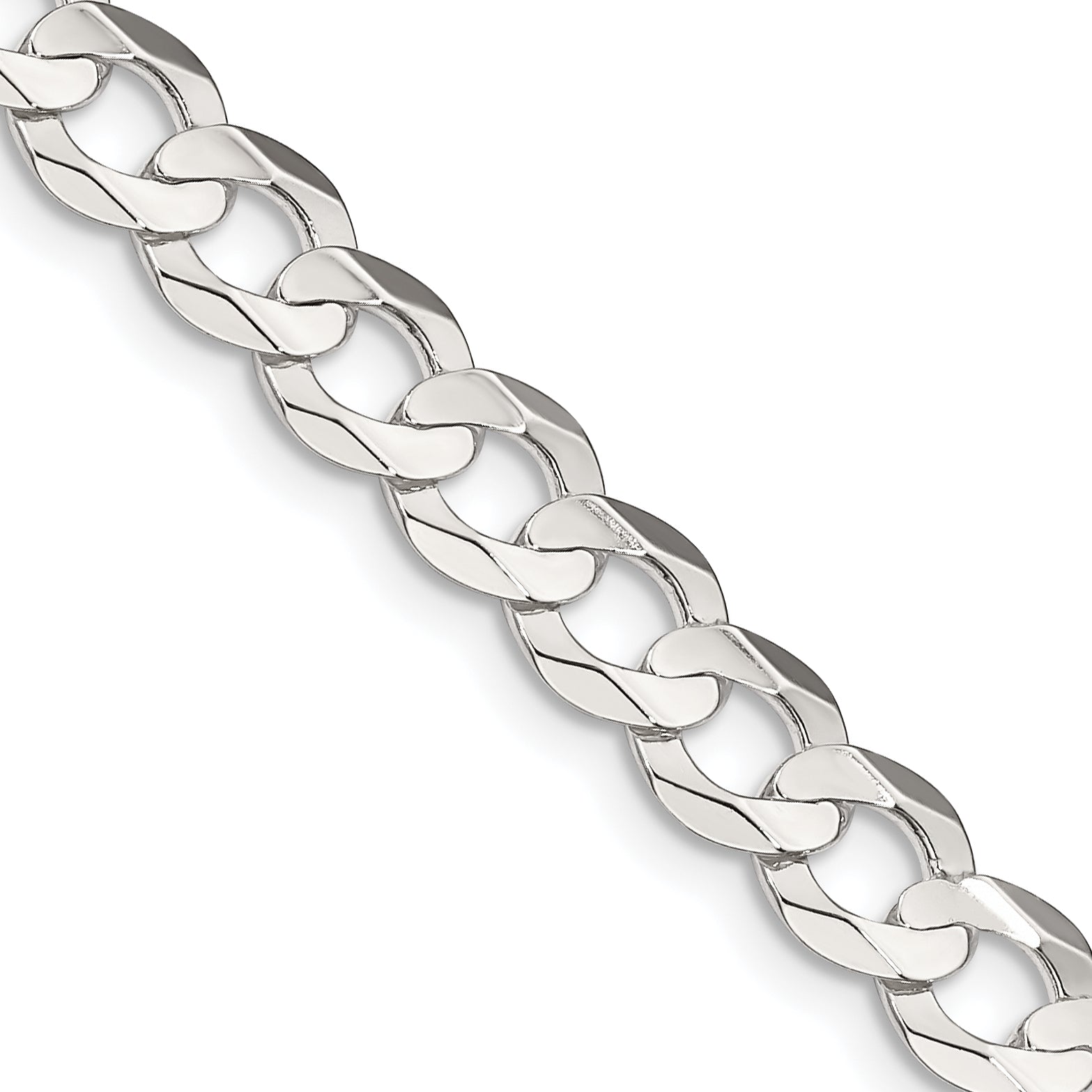 Concave Beveled Curb Chain Bracelet in Sterling Silver, 6.75mm Secondary image