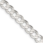Concave Beveled Curb Chain Bracelet in Sterling Silver, 6.75mm - Sophia Jewelers