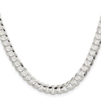 Sterling Silver Rhodium-plated 6.75mm Concave Beveled Curb Chain
