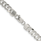 Sterling Silver Rhodium-plated 6.75mm Concave Beveled Curb Chain
