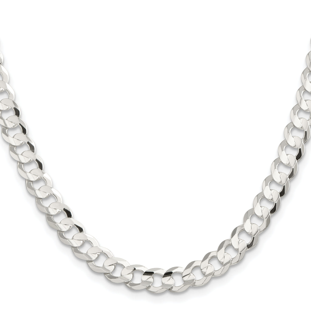 Sterling Silver 7.8mm Concave Beveled Curb Chain