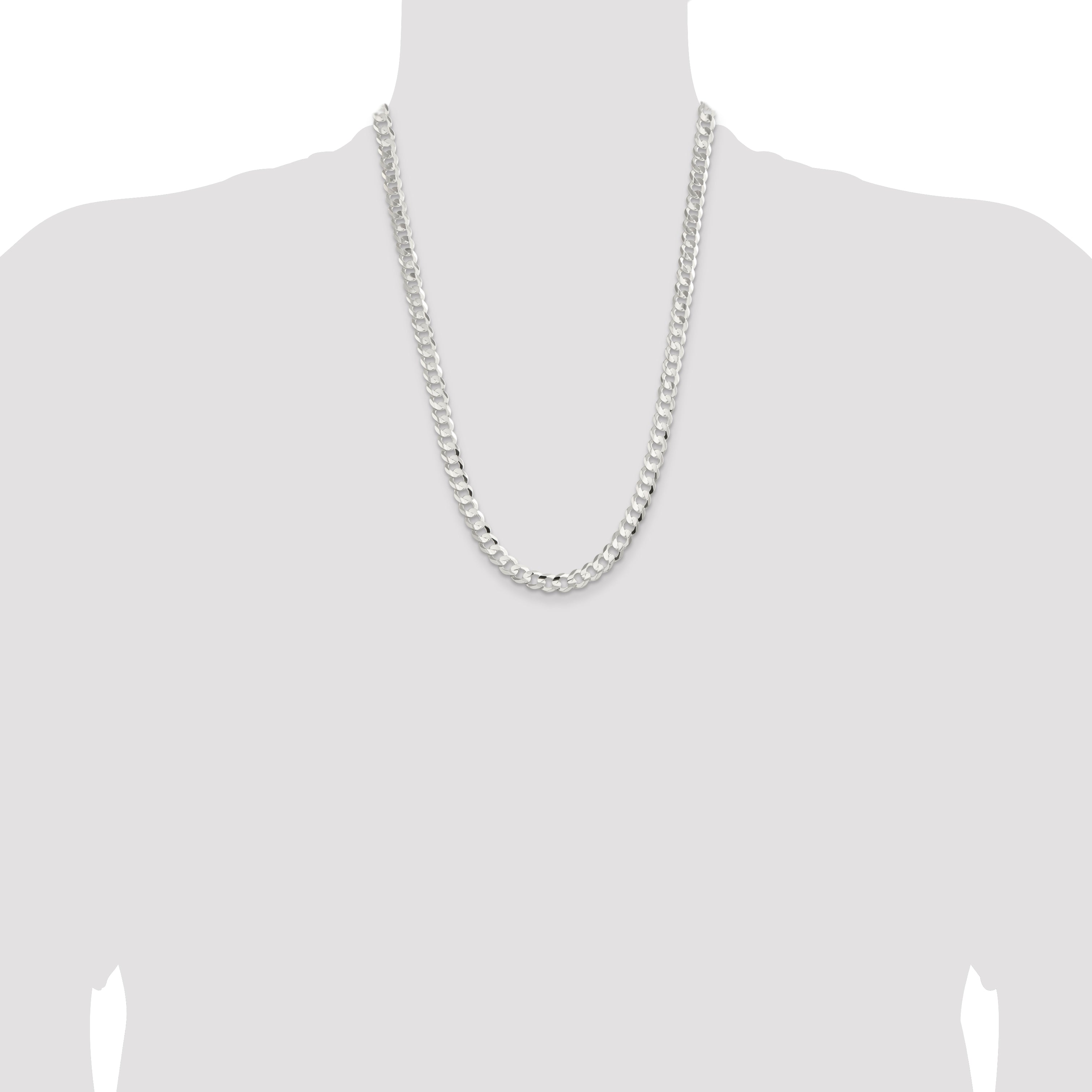 Sterling Silver 7.8mm Concave Beveled Curb Chain
