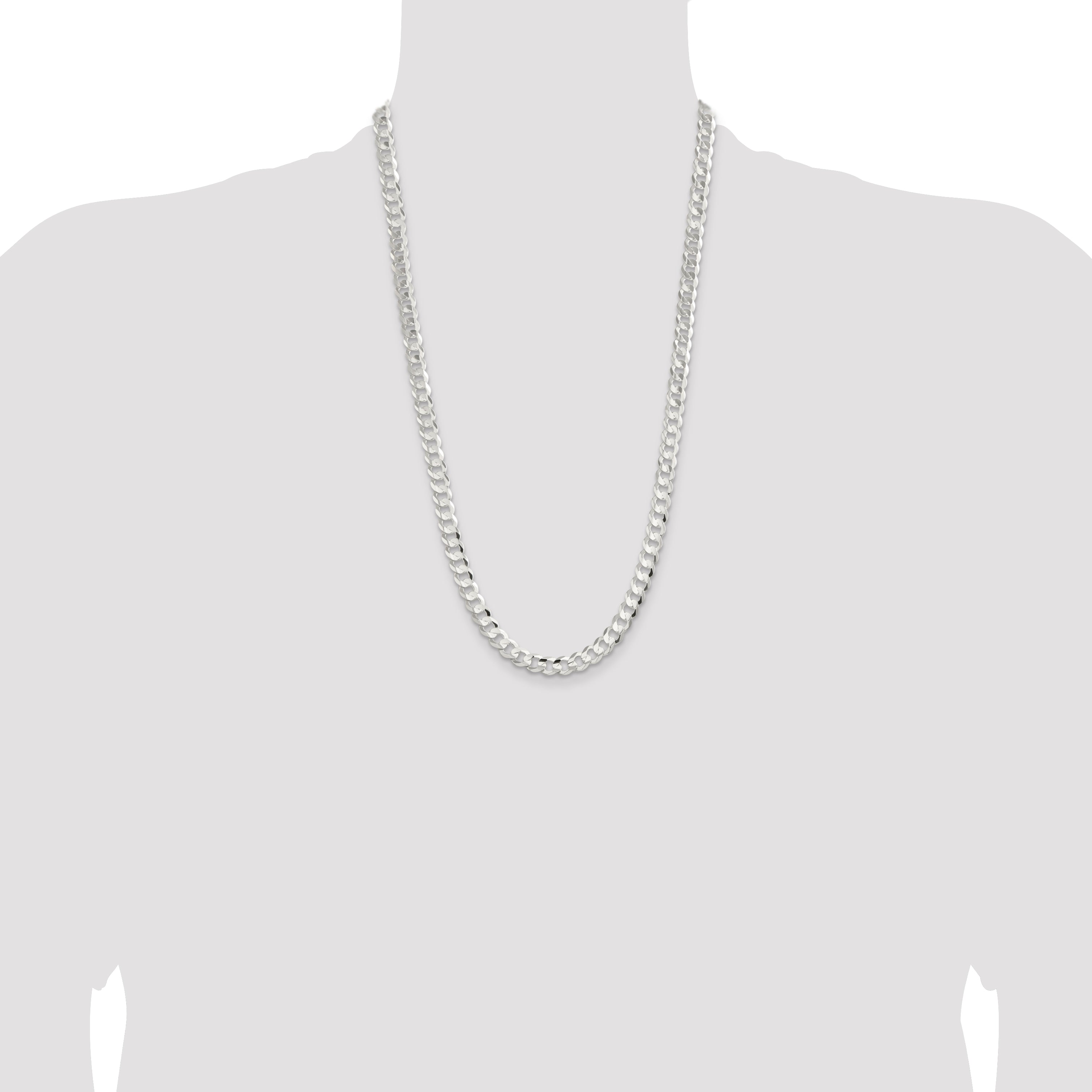 Sterling Silver 7.8mm Concave Beveled Curb Chain