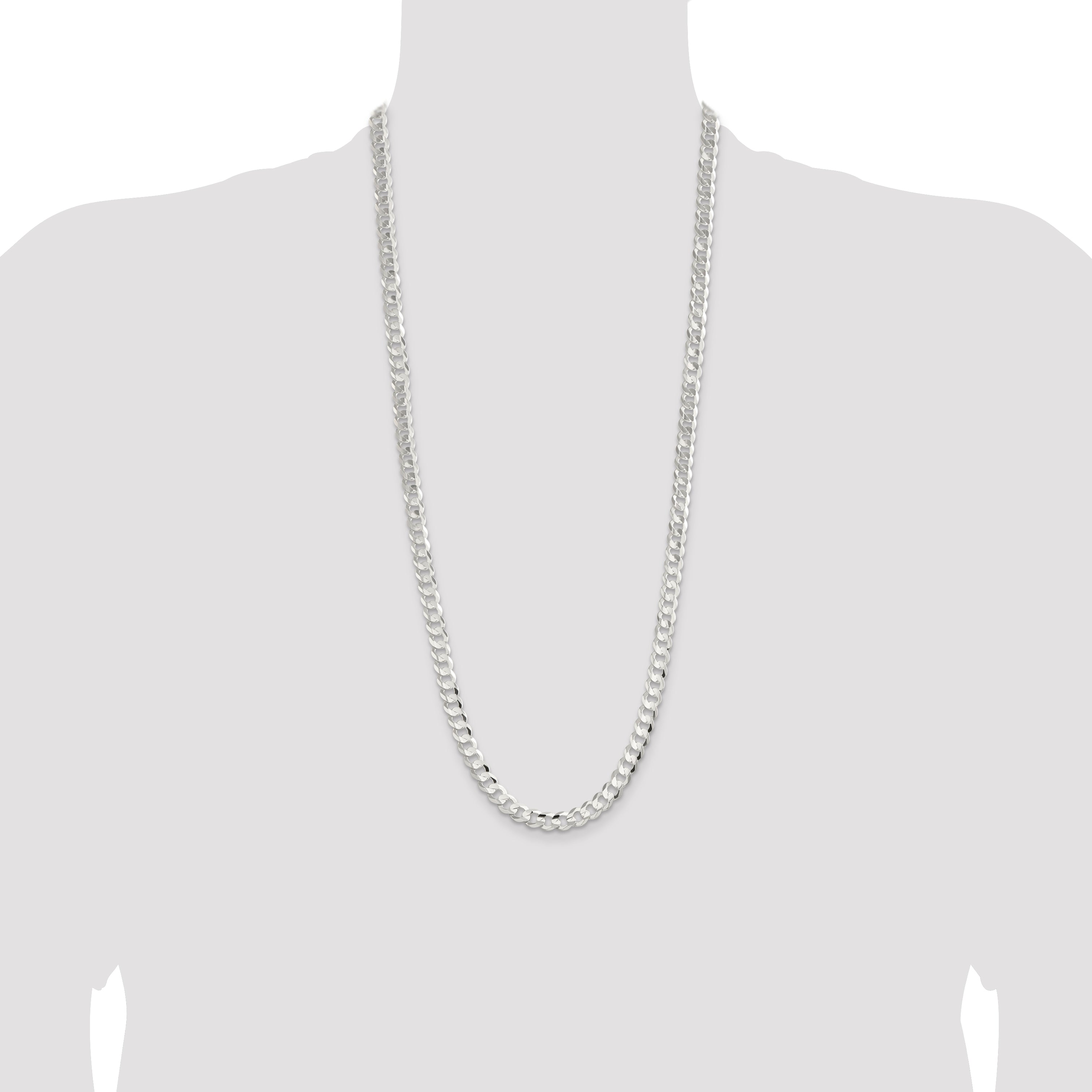 Sterling Silver 7.8mm Concave Beveled Curb Chain