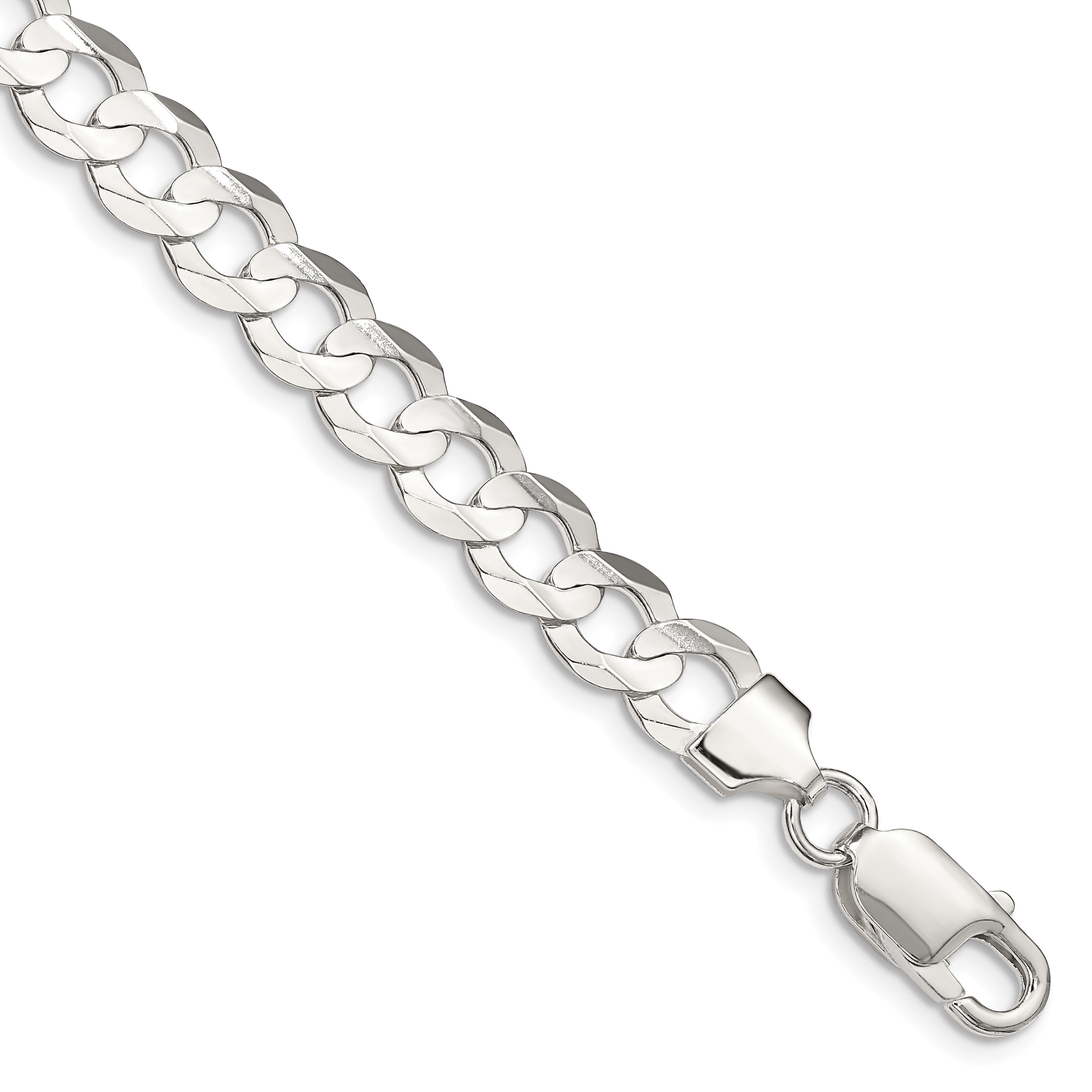 Sterling Silver 7.8mm Concave Beveled Curb Chain